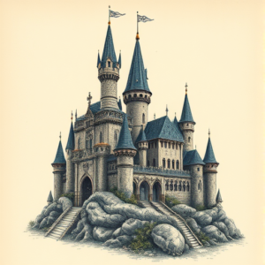 Fantasy Realism Castle Tattoo