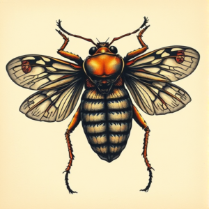 Fantasy Realism Cicada Tattoo