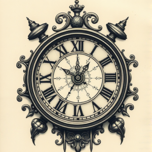 Fantasy Realism Clock Tattoo
