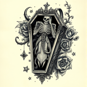 Fantasy Realism Coffin Tattoo