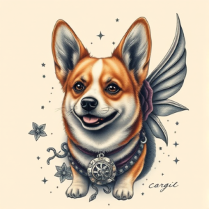 Fantasy Realism Corgi Tattoo