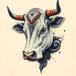 Fantasy Realism Cow Tattoo