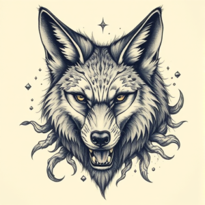 Fantasy Realism Coyote Tattoo