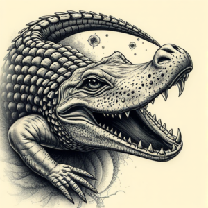 Fantasy Realism Crocodile Tattoo