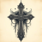 Fantasy Realism Cross Tattoo