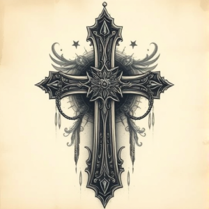 Fantasy Realism Cross Tattoo