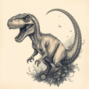 Fantasy Realism Dinosaur Tattoo