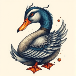 Fantasy Realism Duck Tattoo