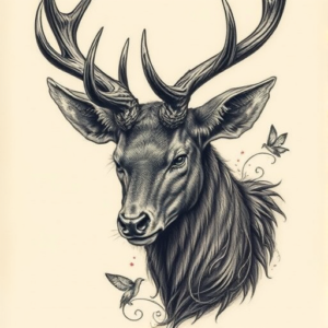 Fantasy Realism Elk Tattoo