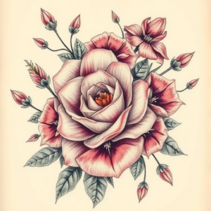 Fantasy Realism Floral Tattoo