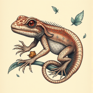 Fantasy Realism Gecko Tattoo