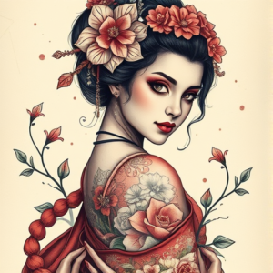 Fantasy Realism Geisha Tattoo