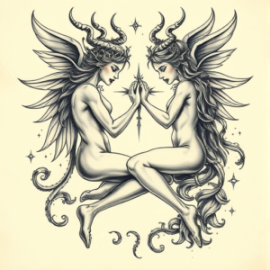 Fantasy Realism Gemini Tattoo
