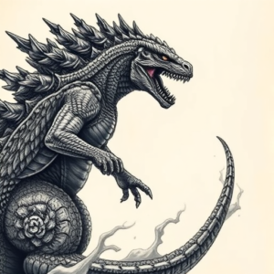 Fantasy Realism Godzilla Tattoo