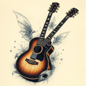 Fantasy Realism Guitar Tattoo