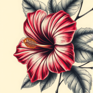 Fantasy Realism Hibiscus Tattoo