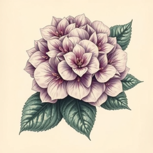 Fantasy Realism Hydrangea Tattoo