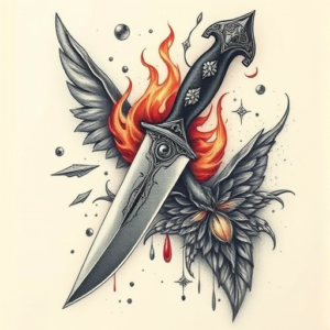 Fantasy Realism Knife Tattoo