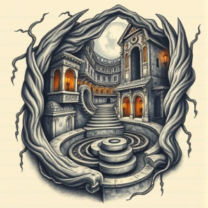 Fantasy Realism Labyrinth Tattoo