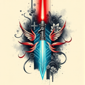 Fantasy Realism Lightsaber Tattoo