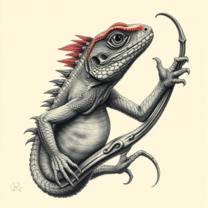 Fantasy Realism Lizard Tattoo