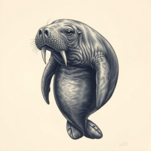 Fantasy Realism Manatee Tattoo