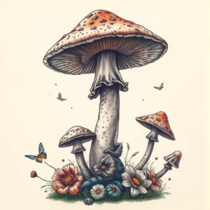 Fantasy Realism Mushroom Tattoo