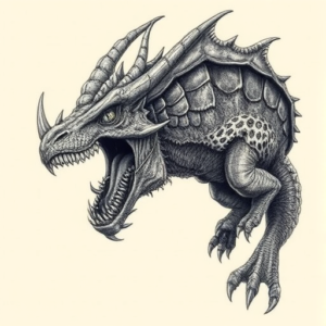 Fantasy Realism Mythosaur Tattoo