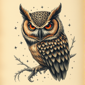 Fantasy Realism Owl Tattoo