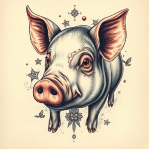 Fantasy Realism Pig Tattoo