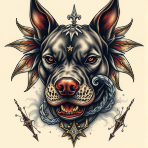 Fantasy Realism Pitbull Tattoo