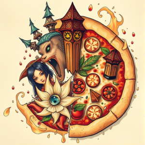 Fantasy Realism Pizza Tattoo