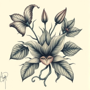 Fantasy Realism Plant Tattoo