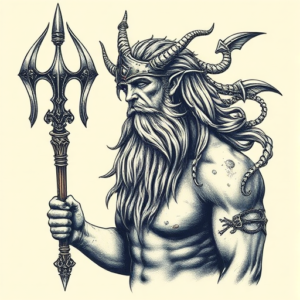 Fantasy Realism Poseidon Tattoo
