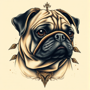 Fantasy Realism Pug Tattoo
