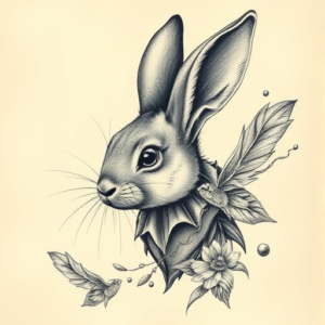 Fantasy Realism Rabbit Tattoo