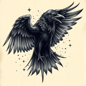 Fantasy Realism Raven Tattoo