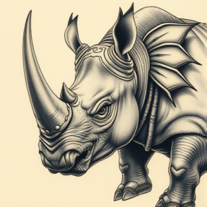 Fantasy Realism Rhino Tattoo