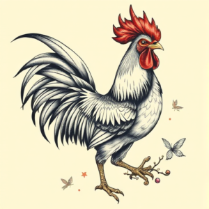 Fantasy Realism Rooster Tattoo