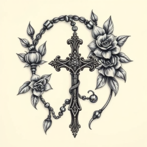 Fantasy Realism Rosary Tattoo