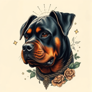 Fantasy Realism Rottweiler Tattoo
