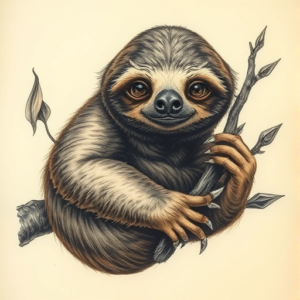 Fantasy Realism Sloth Tattoo