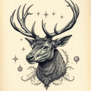 Fantasy Realism Stag Tattoo