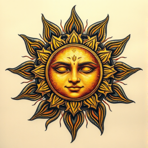 Fantasy Realism Sun Tattoo