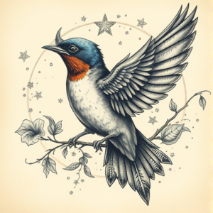 Fantasy Realism Swallow Tattoo