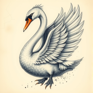 Fantasy Realism Swan Tattoo