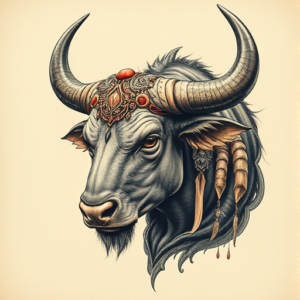 Fantasy Realism Taurus Tattoo
