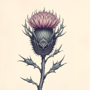 Fantasy Realism Thistle Tattoo