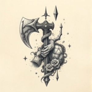 Fantasy Realism Tomahawk Tattoo