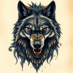 Fantasy Realism Werewolf Tattoo